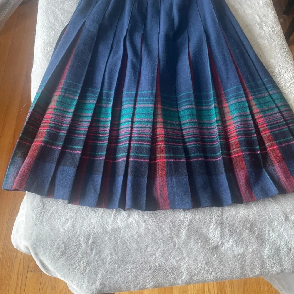 Vintage Pendelton Blue Plaid Women's Skirt Native American Blanket size 12